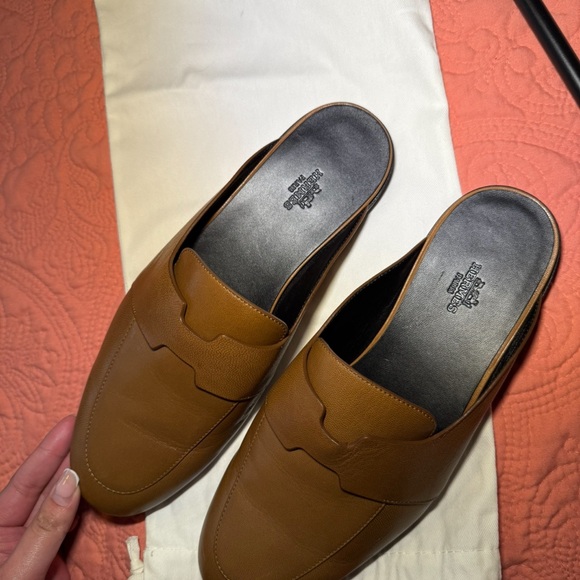 Womens Hermes Elegant Tan Leather 
CATENA MULES size 11 main image 6